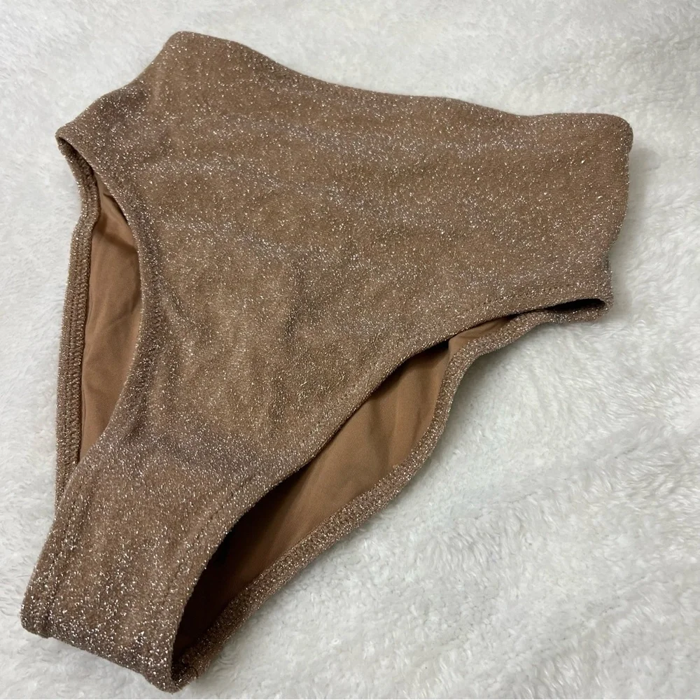 Skims Glitter Swim Mis Waist Bikini Bottoms Sienna Size XXS
